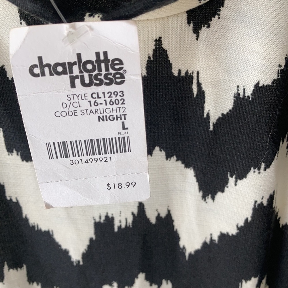 NWT Charlotte Russe Sz Large Y2K black and white zebra top chevron pattern shirt - Picture 3 of 4